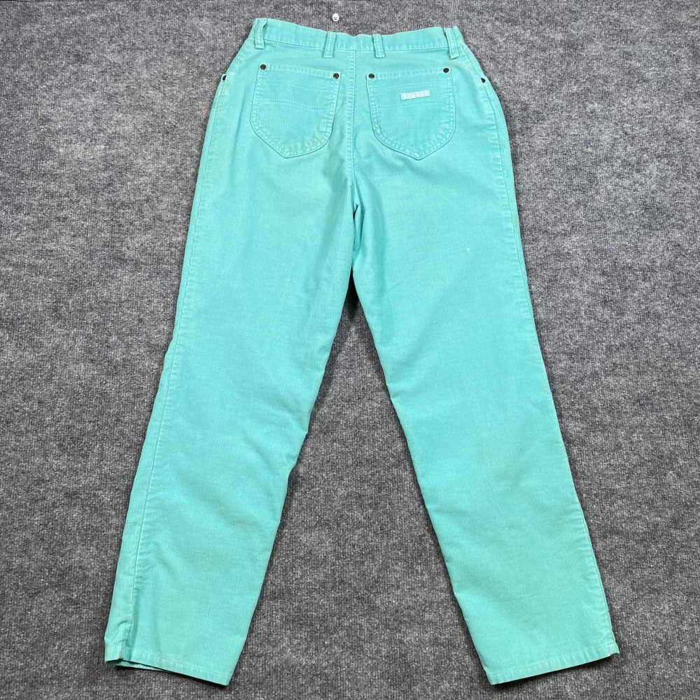 Vintage Wrangler Junior Fit Corduroy Pants Teal Seafoam High Rise Tapered 15 USA